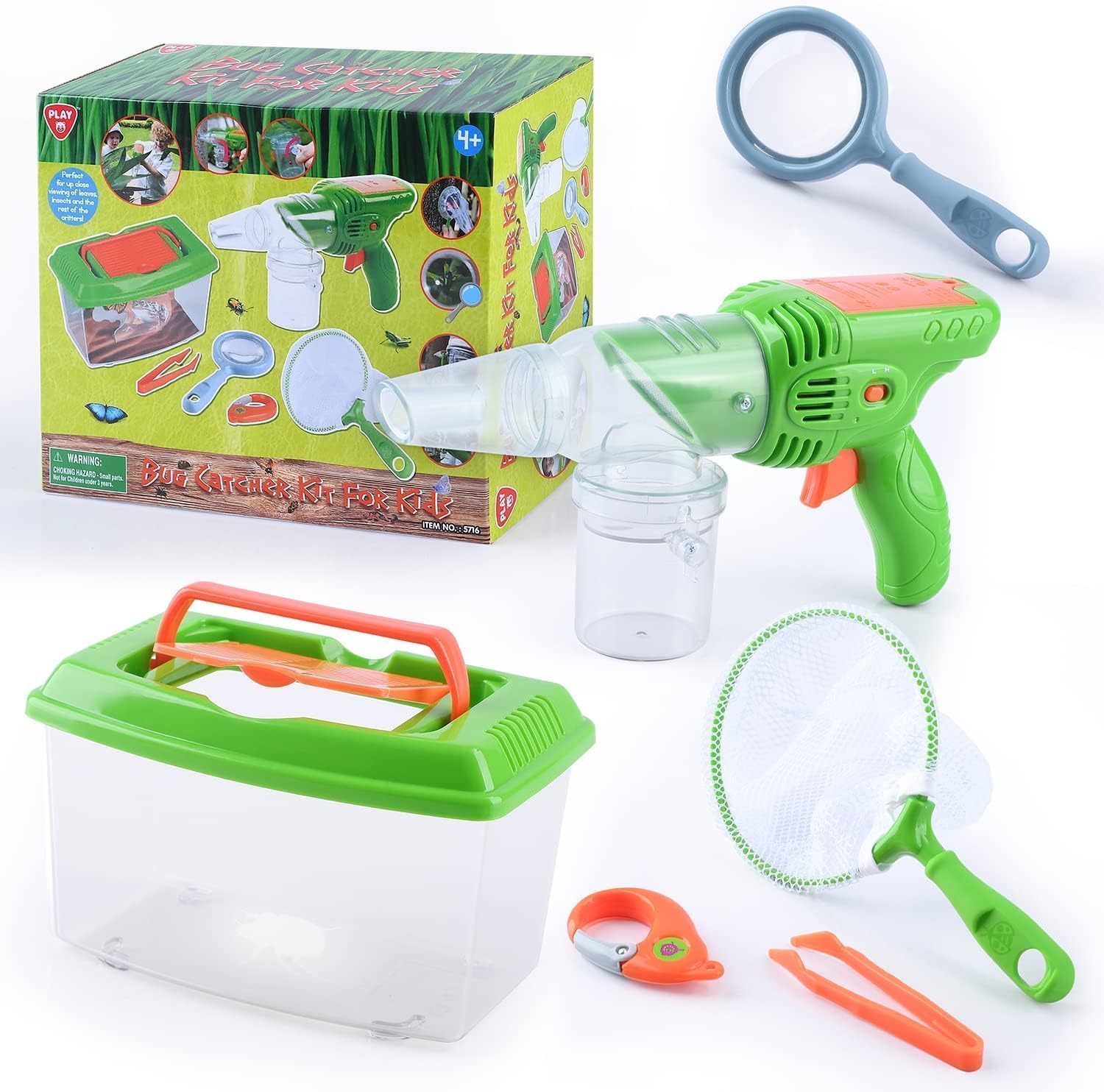 Play bug catcher kit for kids with vacuum and accessories