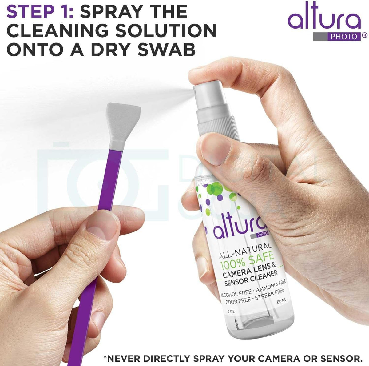 Altura Photo camera cleaning kit organized inside the durable hard travel case