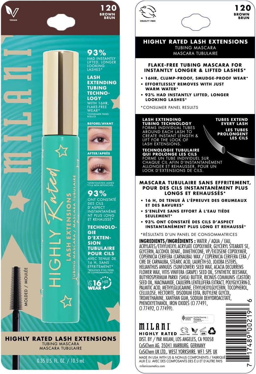 Milani Tubing Mascara | Highly Rated Mascara - Brown | Length and Lift | Shea Butter to Nourish and Condition Lashes - Image 2