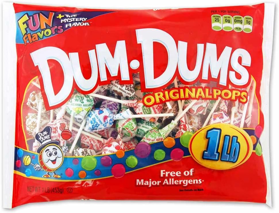 Dum Dums mystery flavor lollipop highlighted against the classic variety mix.