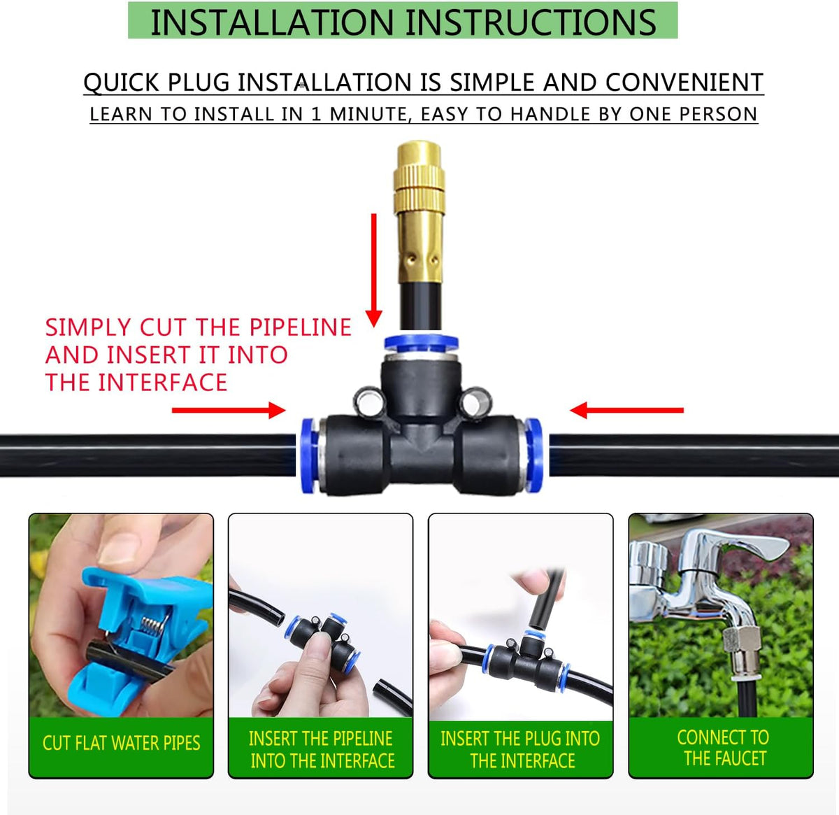 Adjustable brass spray nozzles with bendable metal stakes