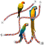 Jusney Bird Rope Perch front view inside a colorful parrot cage