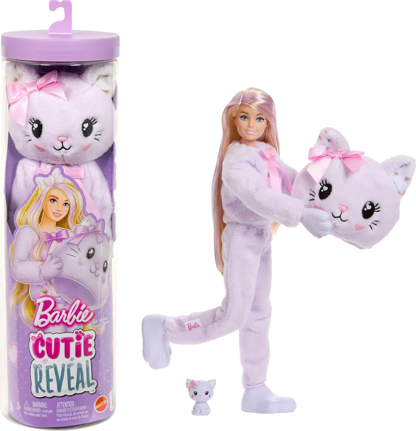 Barbie Cutie Reveal Cuddly Series Kitten Doll front view unboxing package