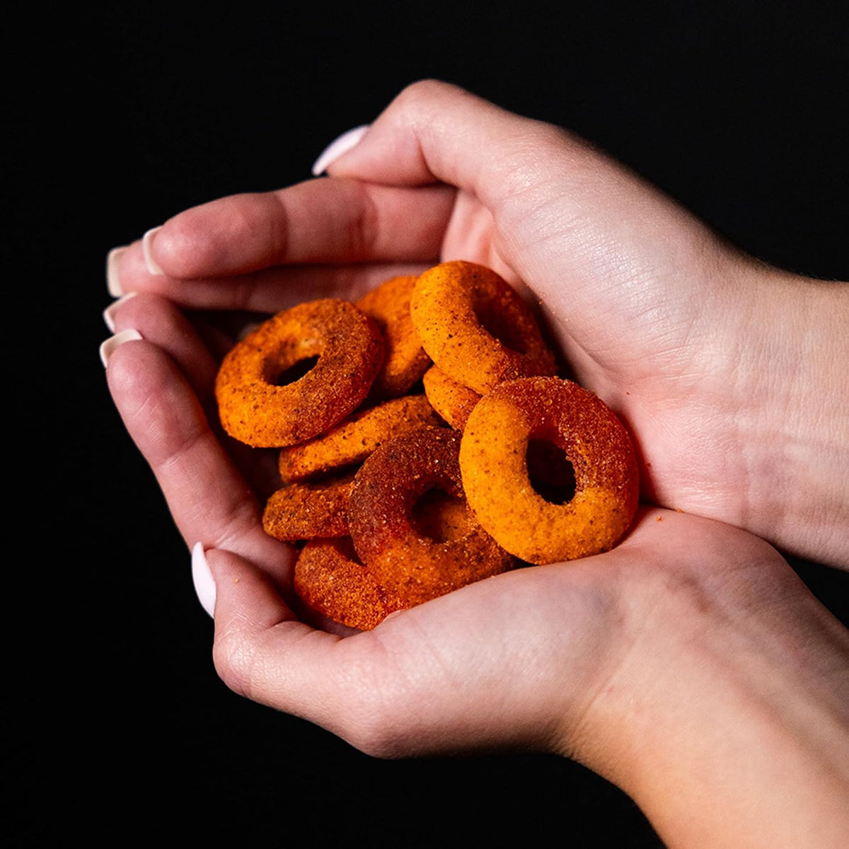 Sweet and spicy gummy rings in a bowl