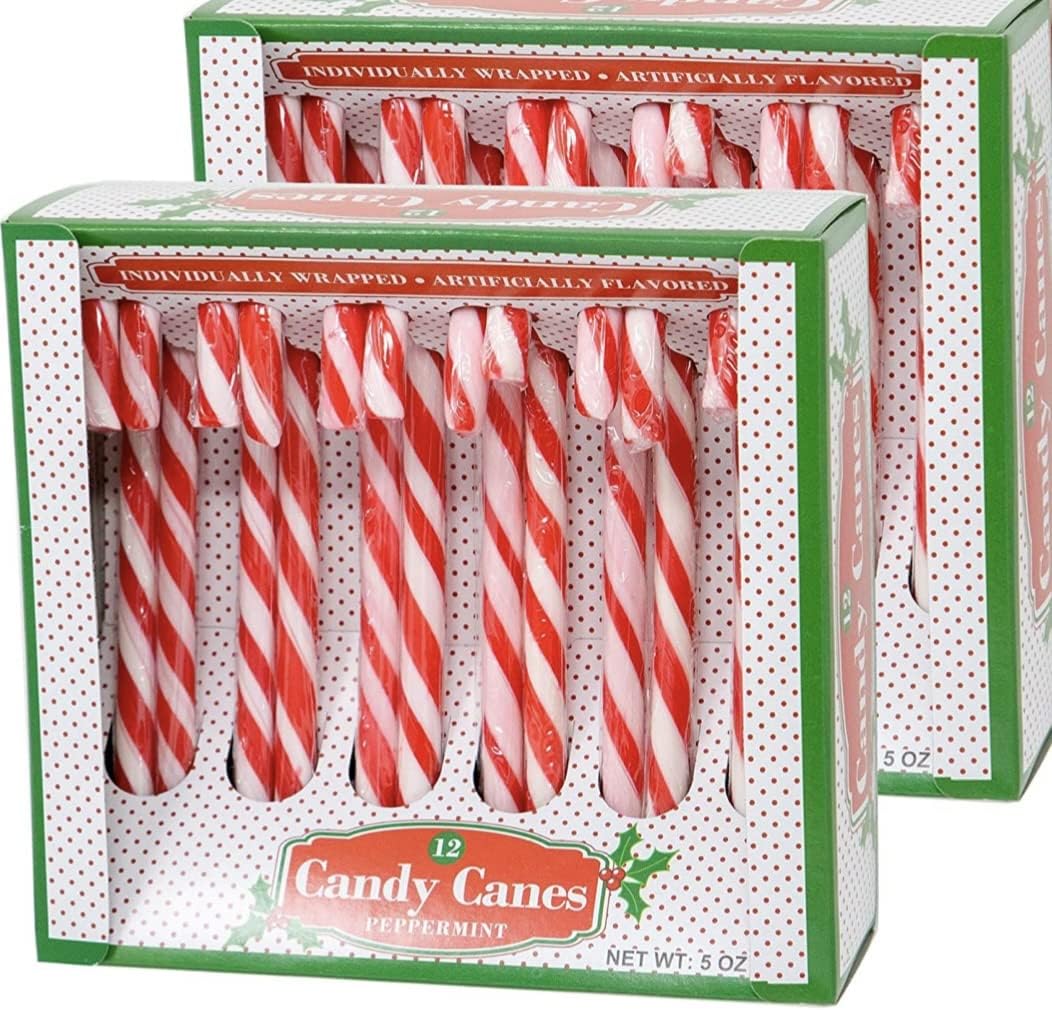 Maroni peppermint candy canes red and white gift set front view showcase