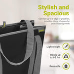 Meori reusable shopping bag angled view highlighting reinforced shoulder straps.