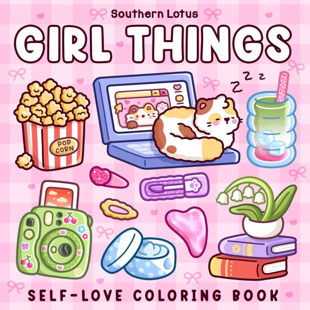 Girl Things: Coloring Book for Adults and Teens Featuring Cozy Daily Moments, Cute Stuff, and Self-Love to Enjoy a Soft Life (Bold & Easy Coloring) - Image 1