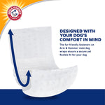 Premium pet belly band demonstrating the leak resistant edges and flexible elastic waistband comfort