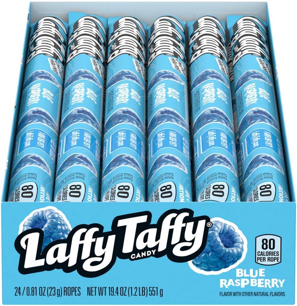 Laffy Taffy Blue Raspberry Rope display box front view authentic USA imported sweet