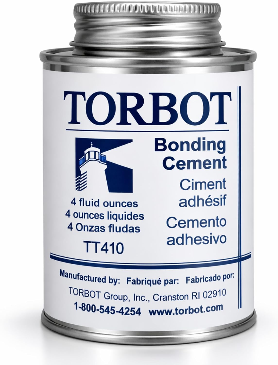 Torbot liquid bonding cement front view adhesive can