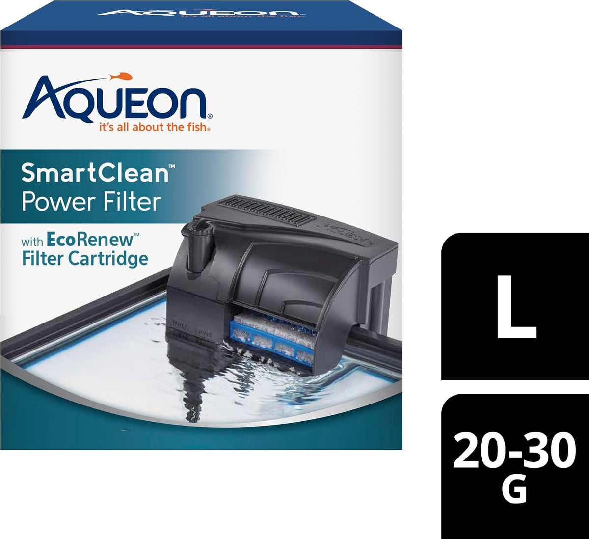 Aqueon SmartClean Power Filter with EcoRenew Filter Cartridge, Quick and Easy Water Changes, Quiet Operation, Adjustable Flow, for 20-30 Gallon Freshwater and Saltwater Aquariums, Large - Image 13