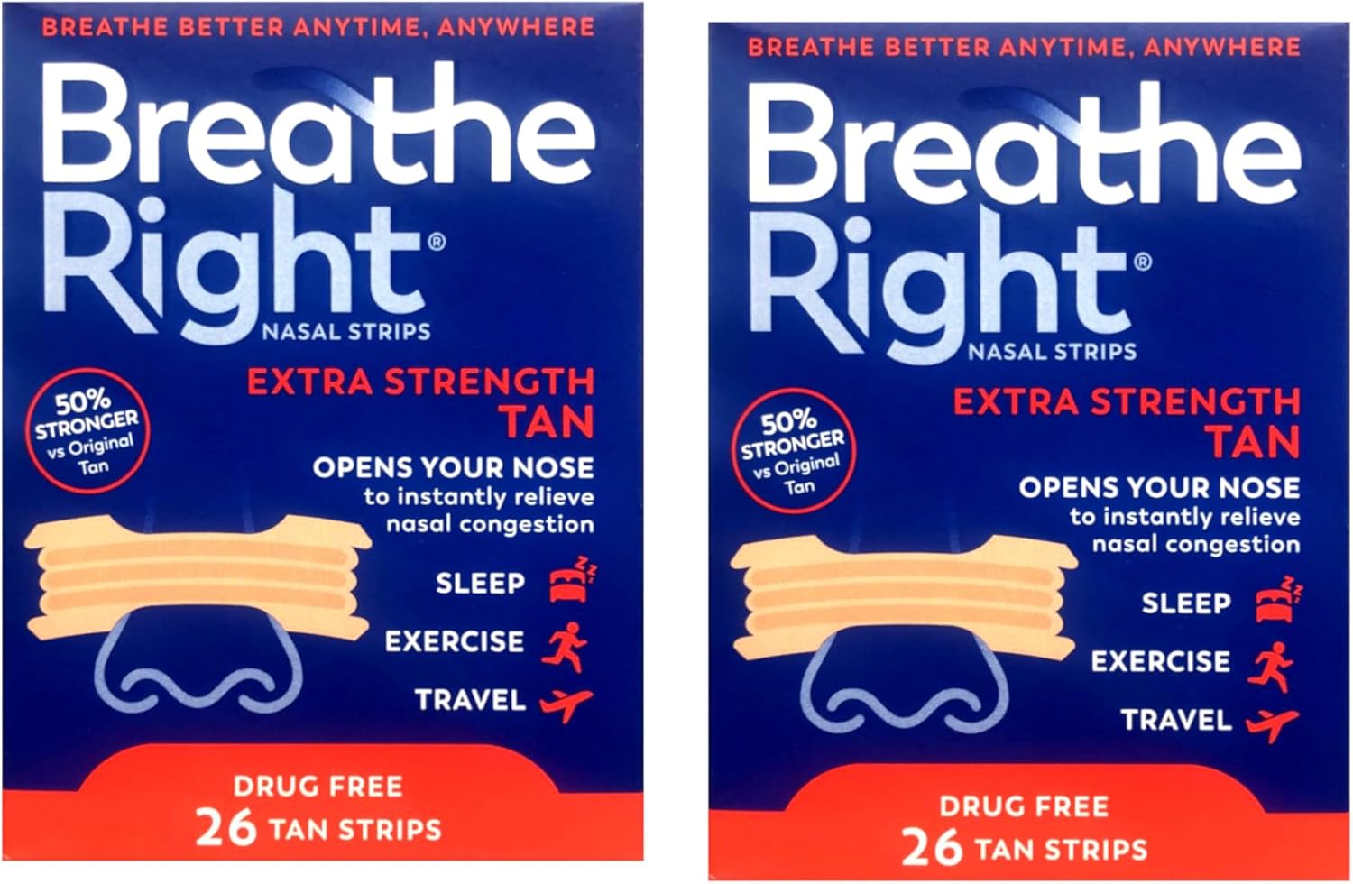 Breathe Right Nasal Strips, Extra, 26-Count Box (2 Pack) Personal Healthcare / Health Care - Image 1