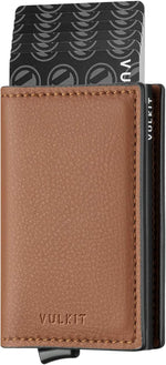 VULKIT Credit Card Holder RFID Blocking Leather Automatic Pop Up Wallet Aluminum Pocket Business Card Case - Image 9