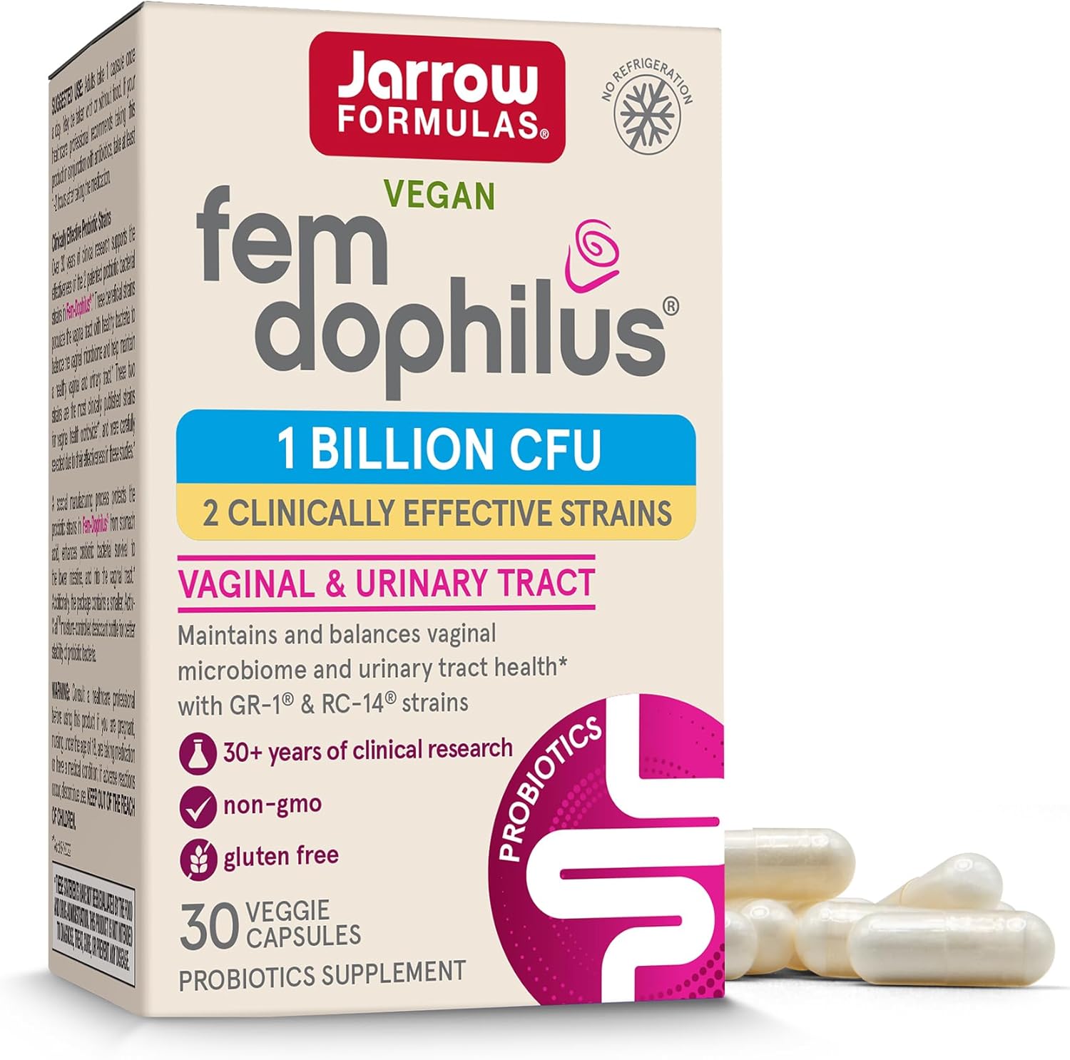 Jarrow Formulas Fem Dophilus 1 Billion CFU 30 capsules front packaging view