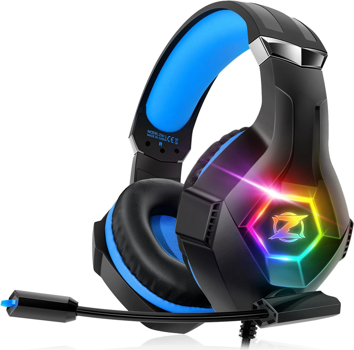 Ozeino Gaming Headset for PC, Ps4, Ps5, Xbox Headset with 7.1 Surround Sound, Gaming Headphones with Noise Cancelling Mic RGB Light Over Ear Headphones for Xbox Series X/S, Switch-Light Blue - Image 11