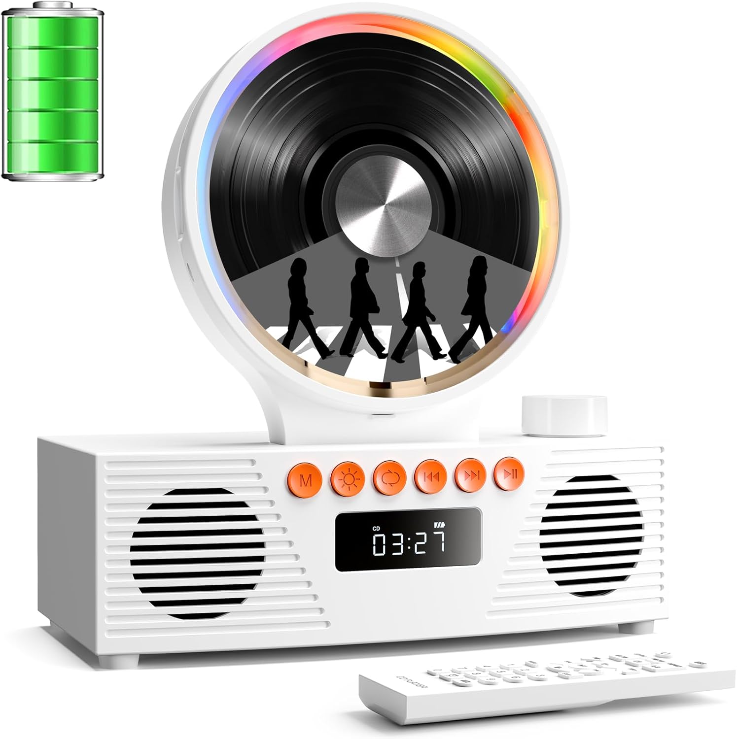 Roadom retro portable CD player front view with vintage design
