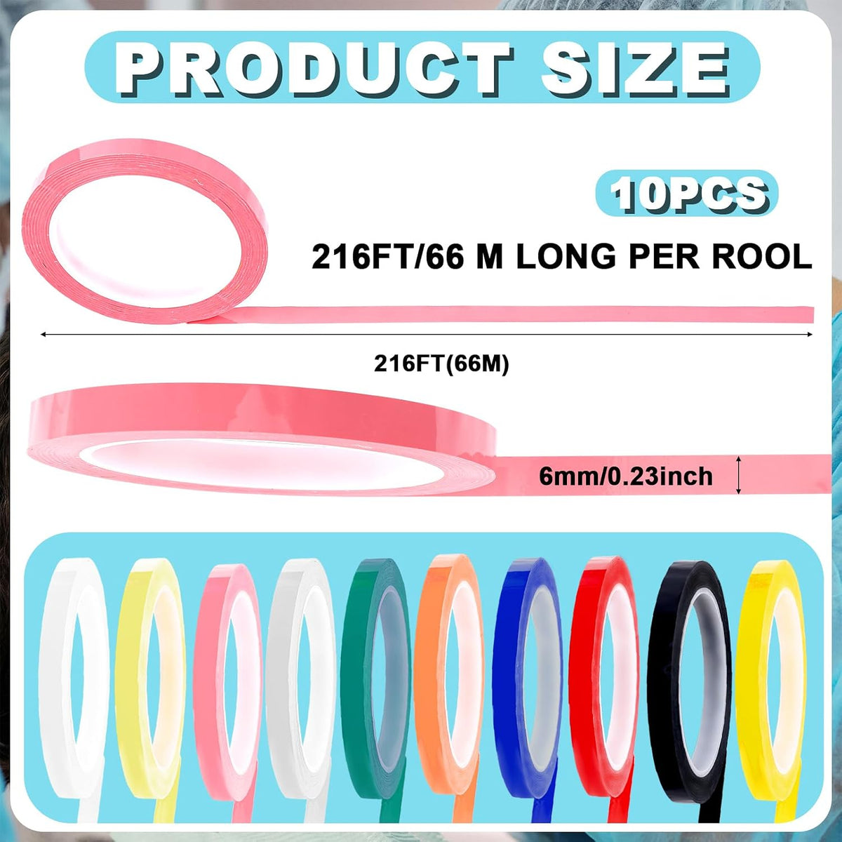 Peutier instrument identification tape rolls arranged by color