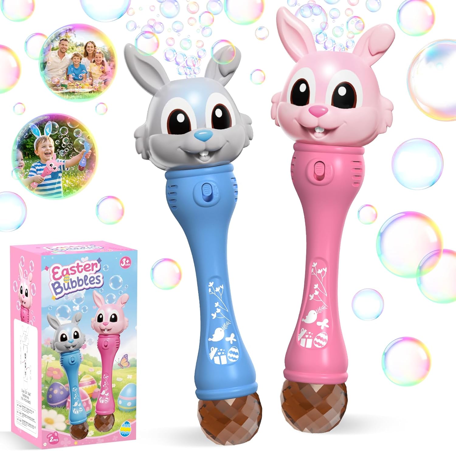Iflove 2 pack bunny bubble wands front view