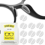 FOFALY eyeglass nose pads front view showing ten pairs of clear silicone adhesive cushions