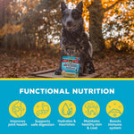 Human grade dog meal topper powder close up texture