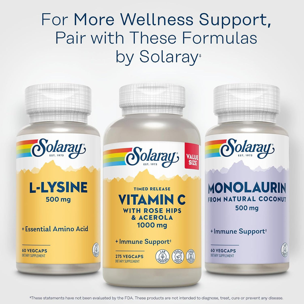 Solaray L-Lysine 60 VegCaps lifestyle wellness product display