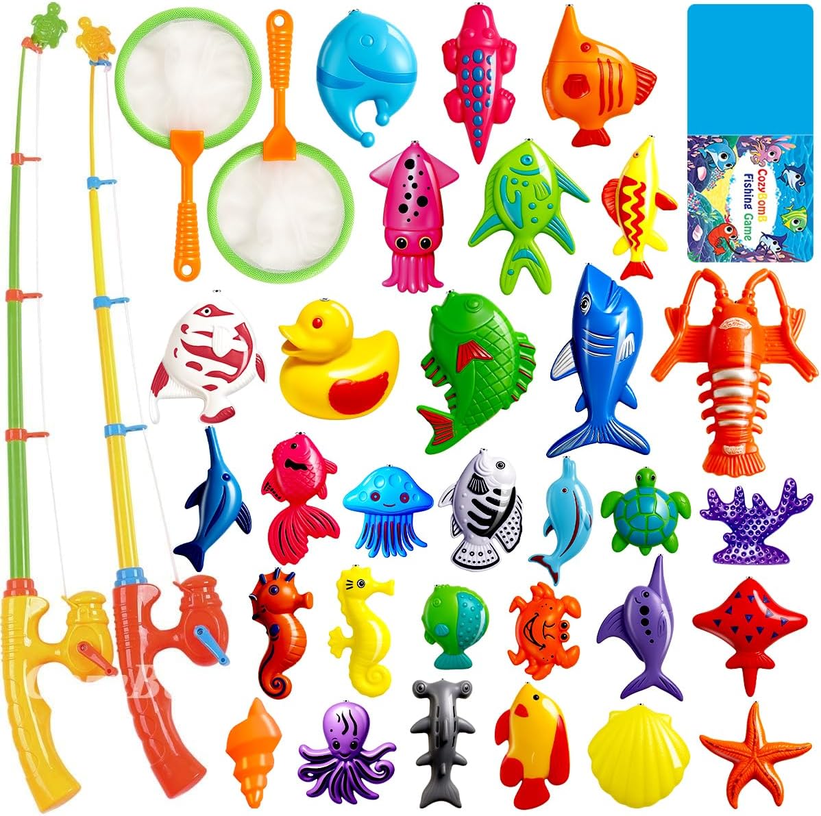 Cozybomb Magnetic Fishing Toys Game Set front view with fish and rods