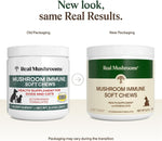 Real Mushrooms organic mushroom soft treats for pet immunity and digestive health.