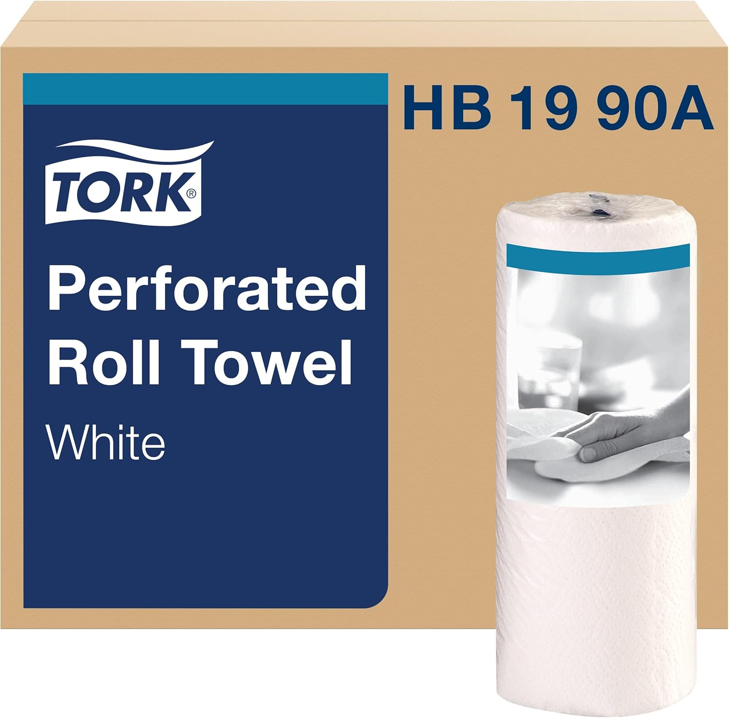 Tork HB1990A Perforated Paper Roll Towel, 2-Ply, 11" Width x 9" Length, White (Case of 30 Rolls, 84 per Roll, 2,520 Towels) - Image 1