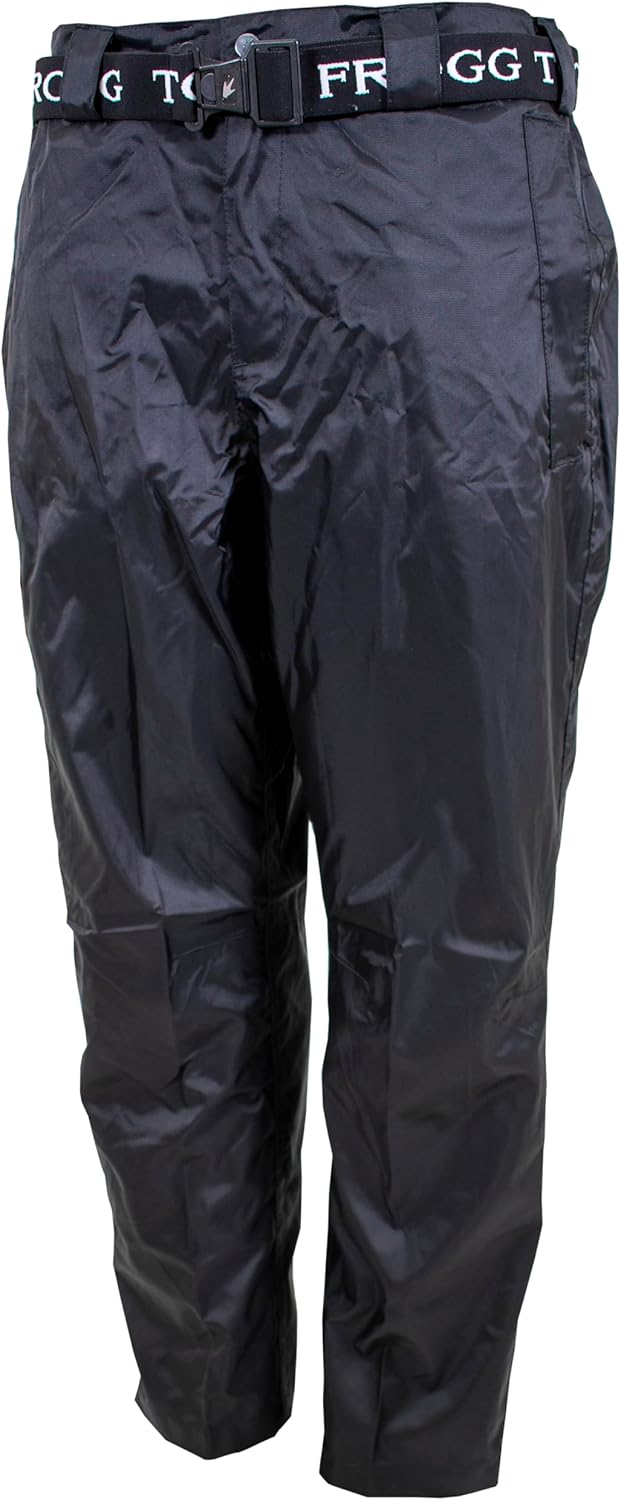Frogg Toggs Men's Stormwatch Waterproof Rain Pant front view showcasing heavy duty black fabric.