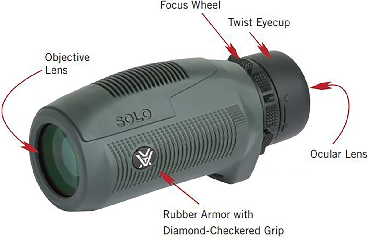 Vortex solo monocular with utility clip for backpack attachment