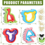 MUYIYAMEI Sandwich Cutter and Sealer set, 4 Bread Sandwich Sealer Pancake Maker DIY Children's Cookie Cutter Bento Box, Mouse head, Dinosaur, Bear head, Horse head, Cookie Cutter Mold. - Image 2