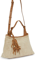 Lucky Brand Holi Satchel Natural Woven interior compartments and pockets