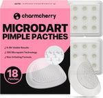 CharmCherry Microdart Pimple Patches 18 Count front view box packaging for targeted acne treatment.