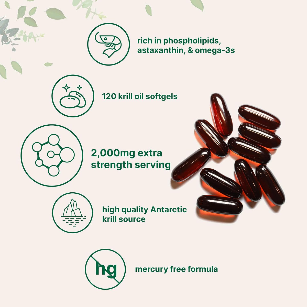 Micro Ingredients Antarctic krill oil 2000mg serving size details