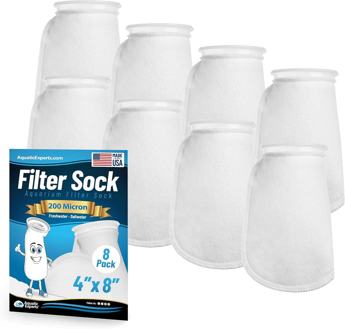 Aquatic Experts Felt Filter Socks - 4 Inch Ring Style, 200 Micron Aquarium Filter Sock for Sumps & Aquariums (4" x 8", 4 Pack) - Image 13
