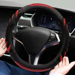 NICEASY red leather steering wheel cover anti slip backing