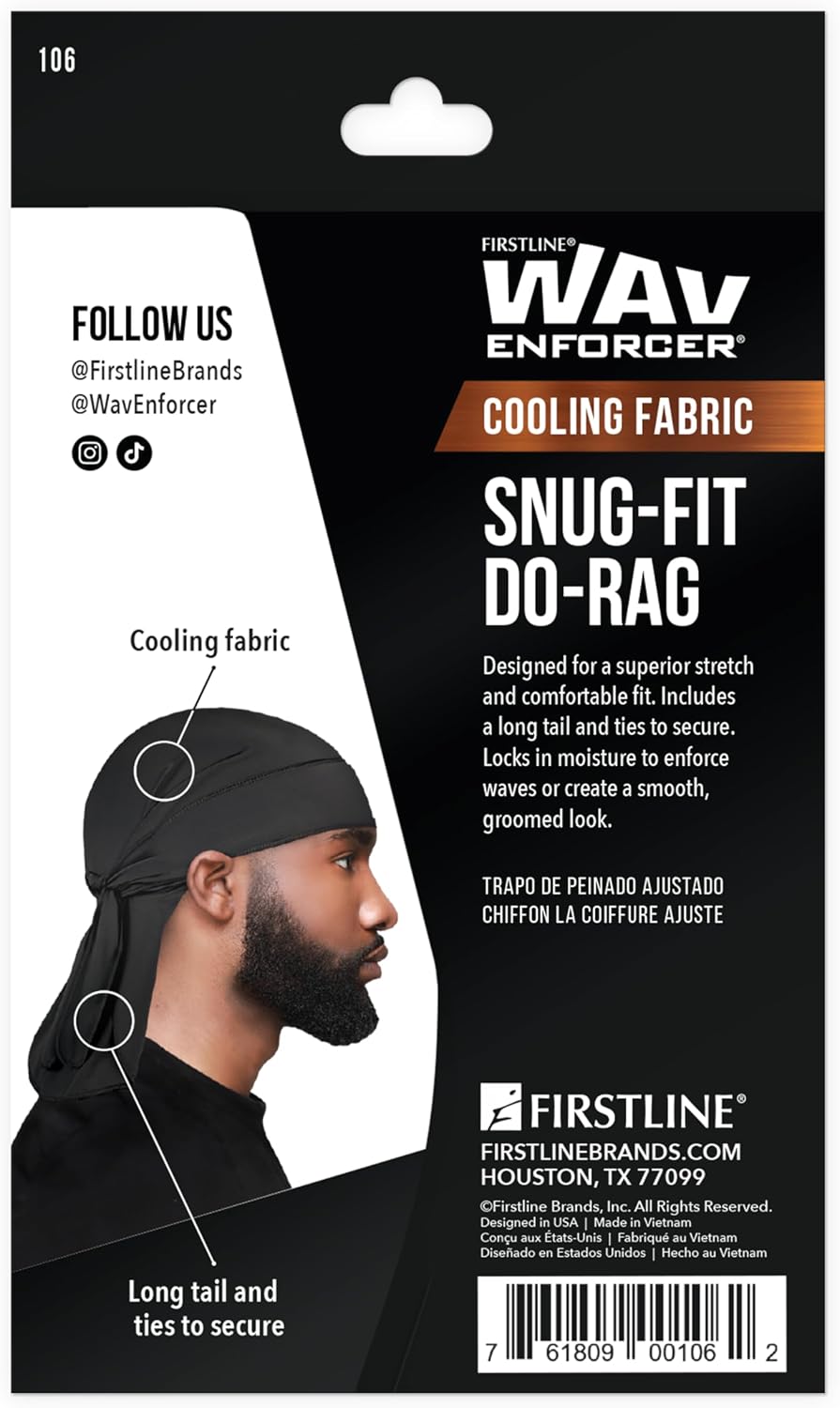 Wav Enforcer 106 do-rag displaying long tying straps and tail