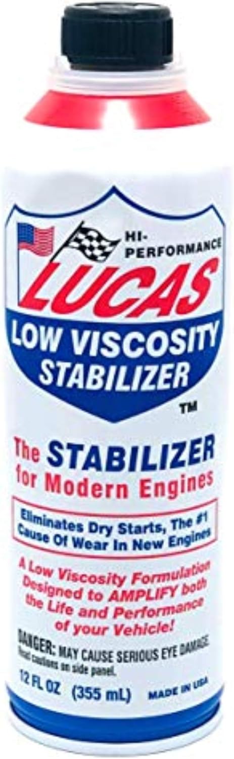 Lucas Oil 11097 Low Viscosity Oil Stabilizer 12 Fluid Ounce front bottle view