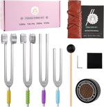 LeSage tuning forks for healing set front view in pink storage box