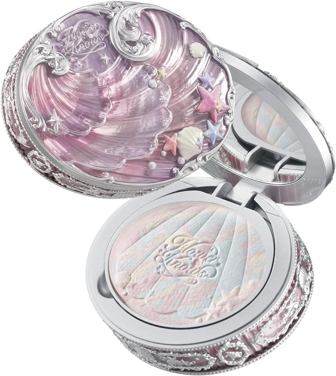 Flower Knows Shell's Jewel Collection Baked Powder front view of seashell compact.