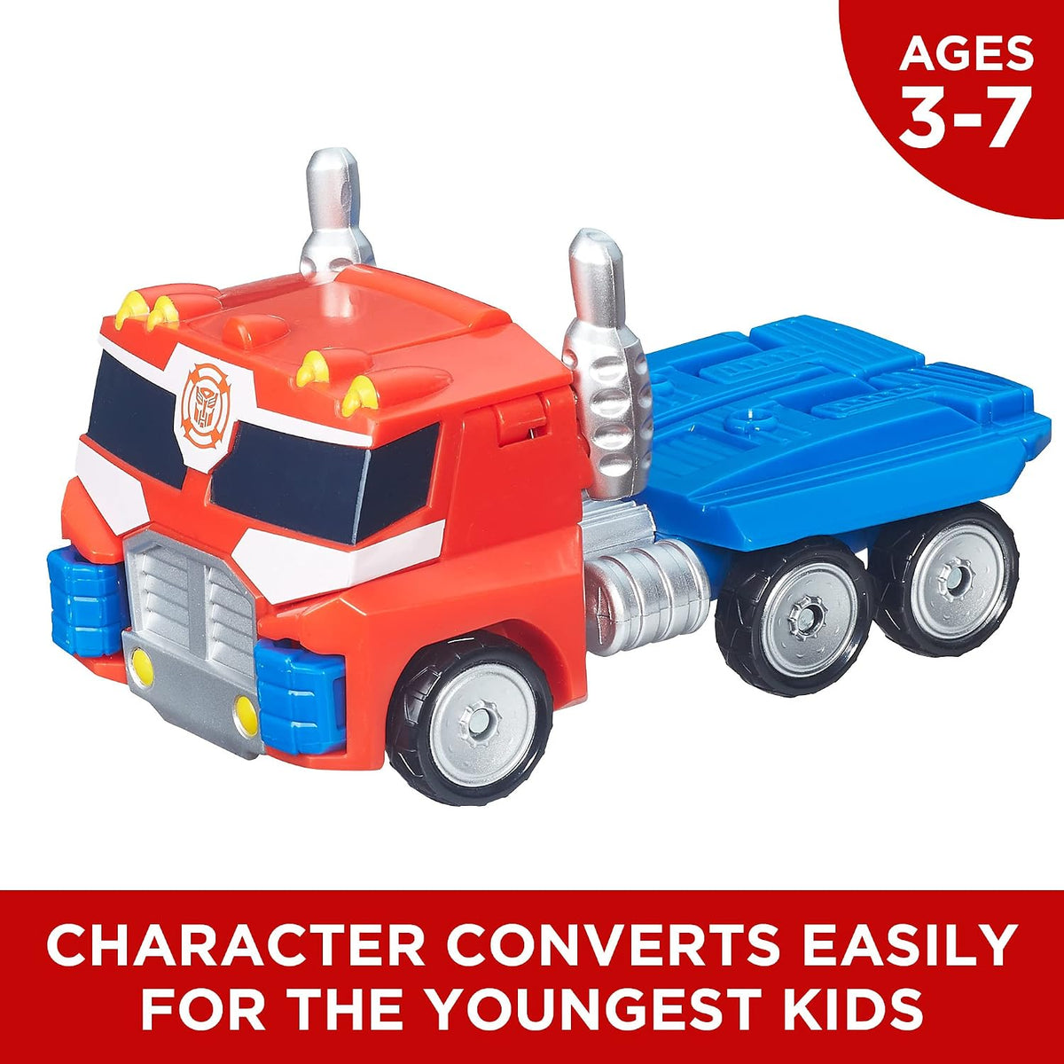 Playskool Heroes Optimus Prime action figure packaged for children