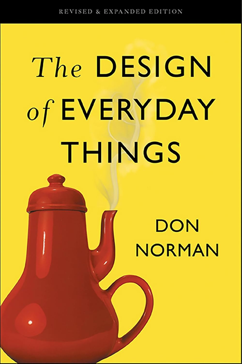 Don Norman The Design of Everyday Things front view paperback edition cover featuring the iconic red teapot design illustration