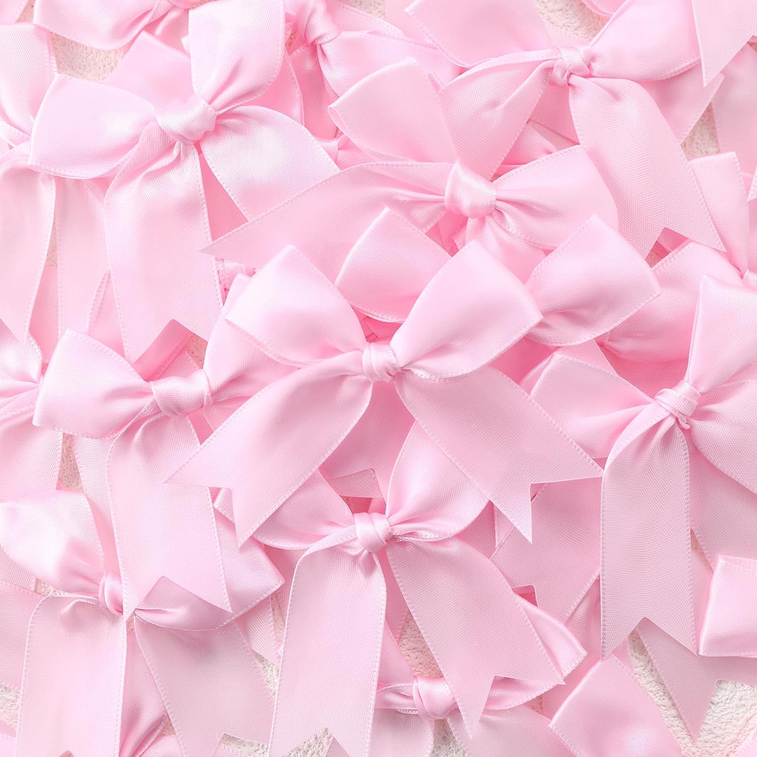 Luuao pink satin gift wrap bows 50 count front view package