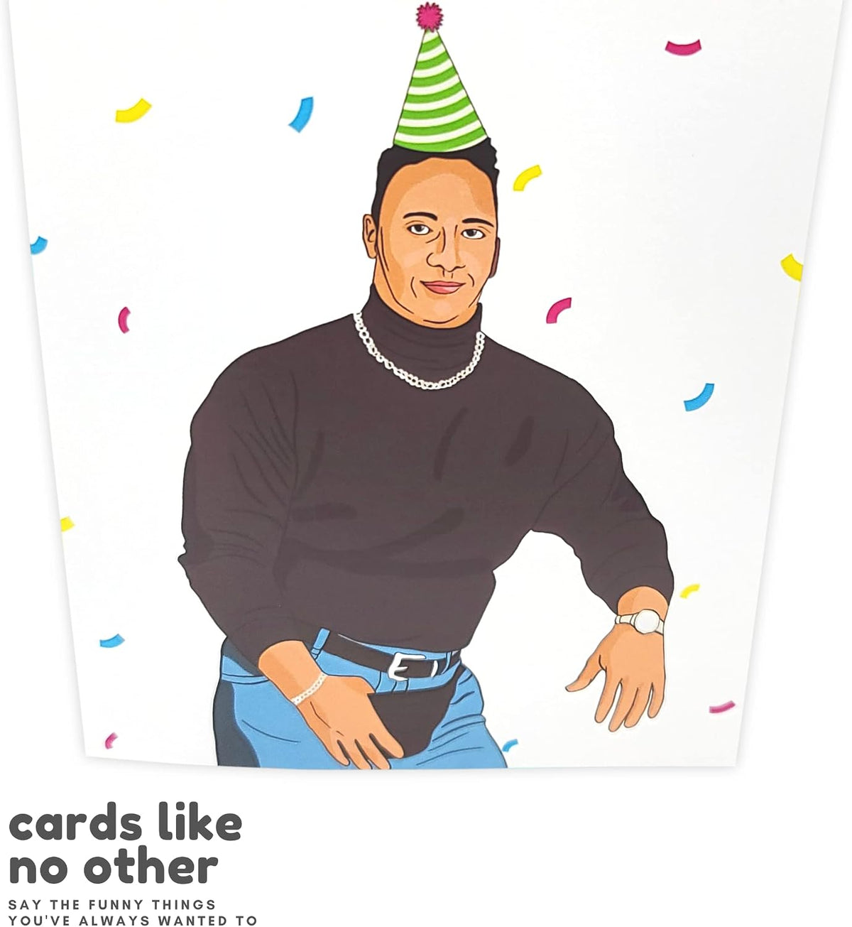 Back view of the Sleazy Greetings birthday card showing branding details
