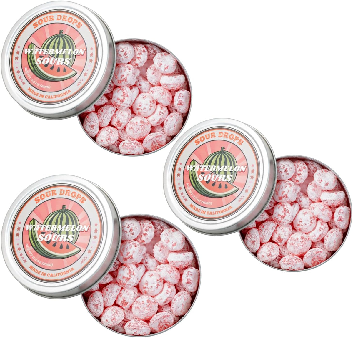 Sour Drops - Small Batch Fruit Sours - Tangerine, Watermelon, Blue Raspberry - No Artificial Dyes, Vegan & Gluten Free - 3 Gift Tins (100g Each) - Image 9