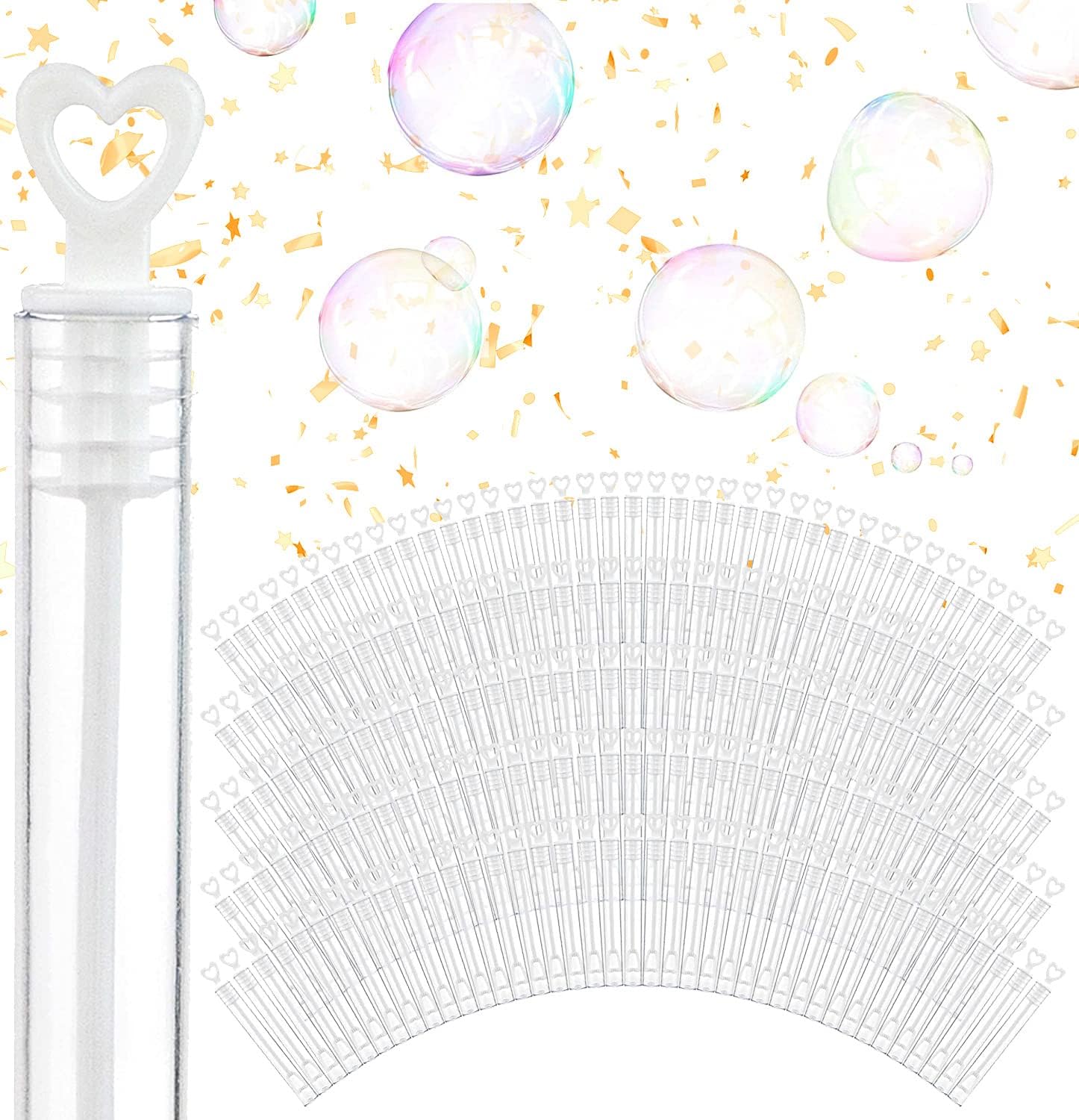 Stock Your Home wedding bubbles bulk white heart wands set of 100
