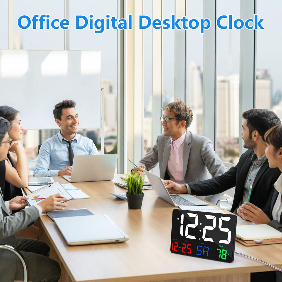 Digital Wall Clock,11.5" LED Digital Alarm Clock Large Display,with Remote Control,Adjustable Brightness, Calendar, Temperature, Snooze, 12/24 H, for Living Room, Office, Bedroom, Elderly, Adults Set - Image 8