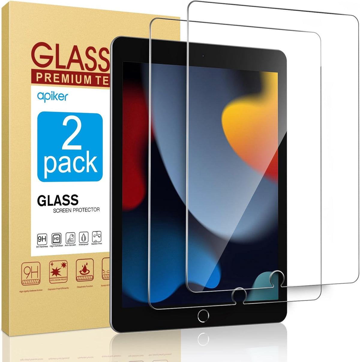 Apiker tempered glass screen protector for iPad 10.2 inch