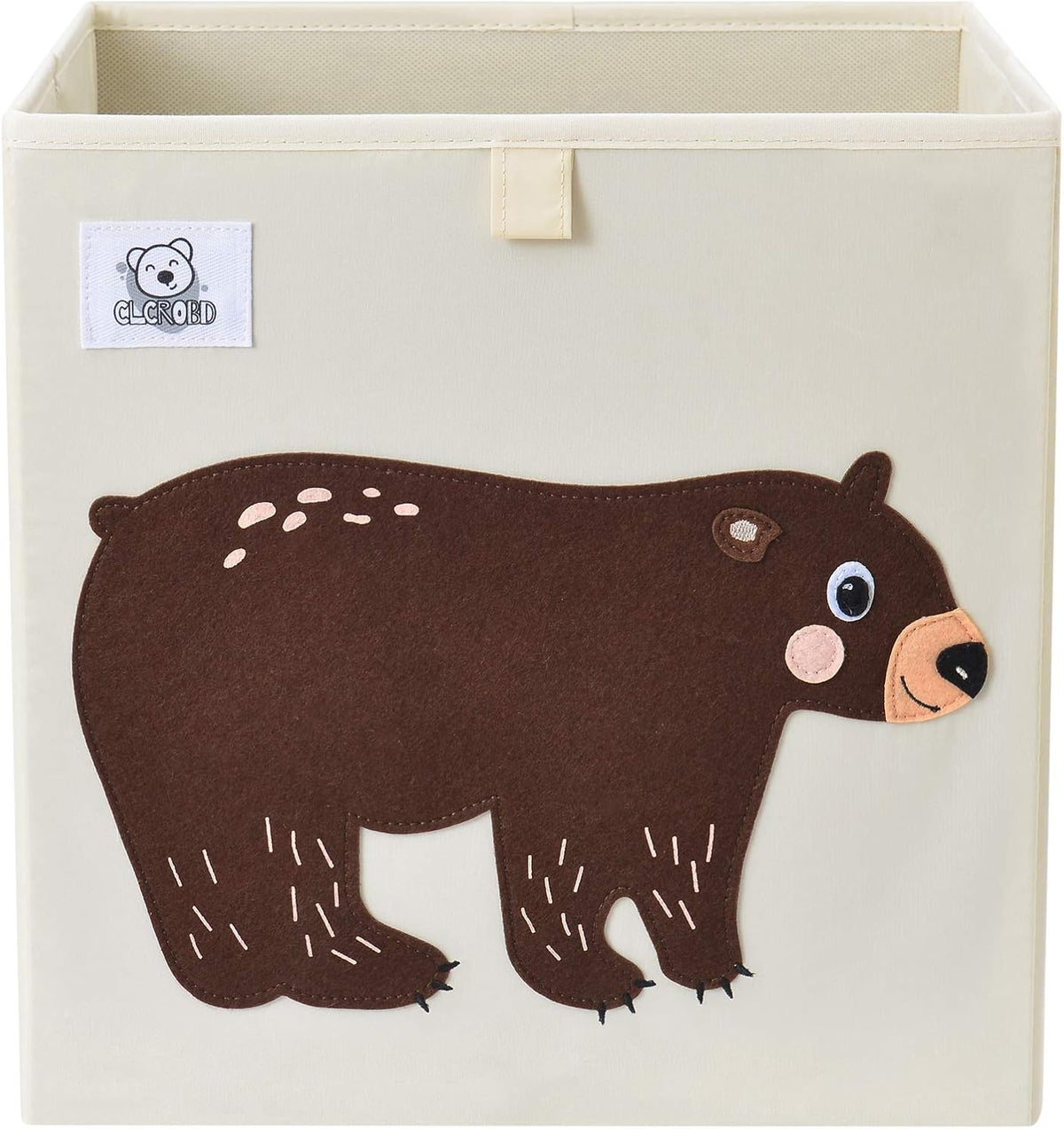 CLCROBD animal cube storage bin front view with bear design