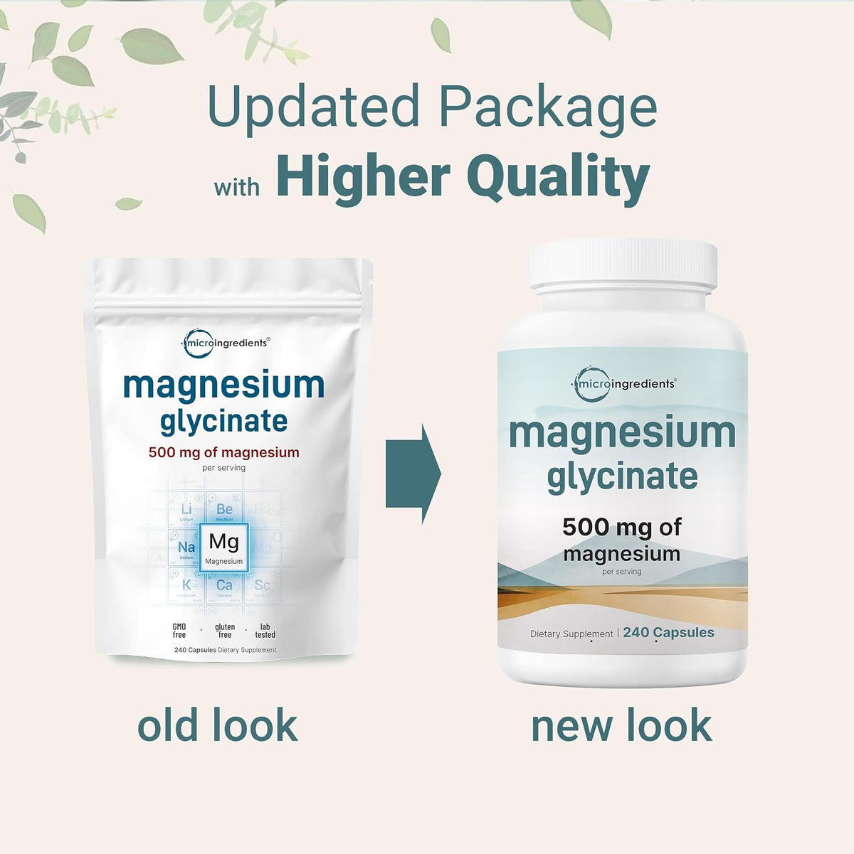 Micro Ingredients Magnesium Glycinate supplement facts nutrition label